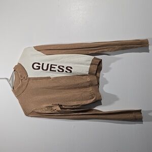 GUESS LA Tan and White Women's Top L